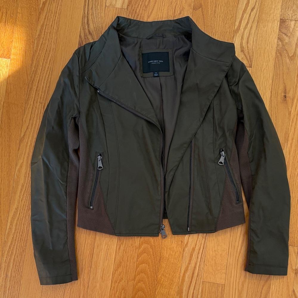Women's olive green vegan leather jacket